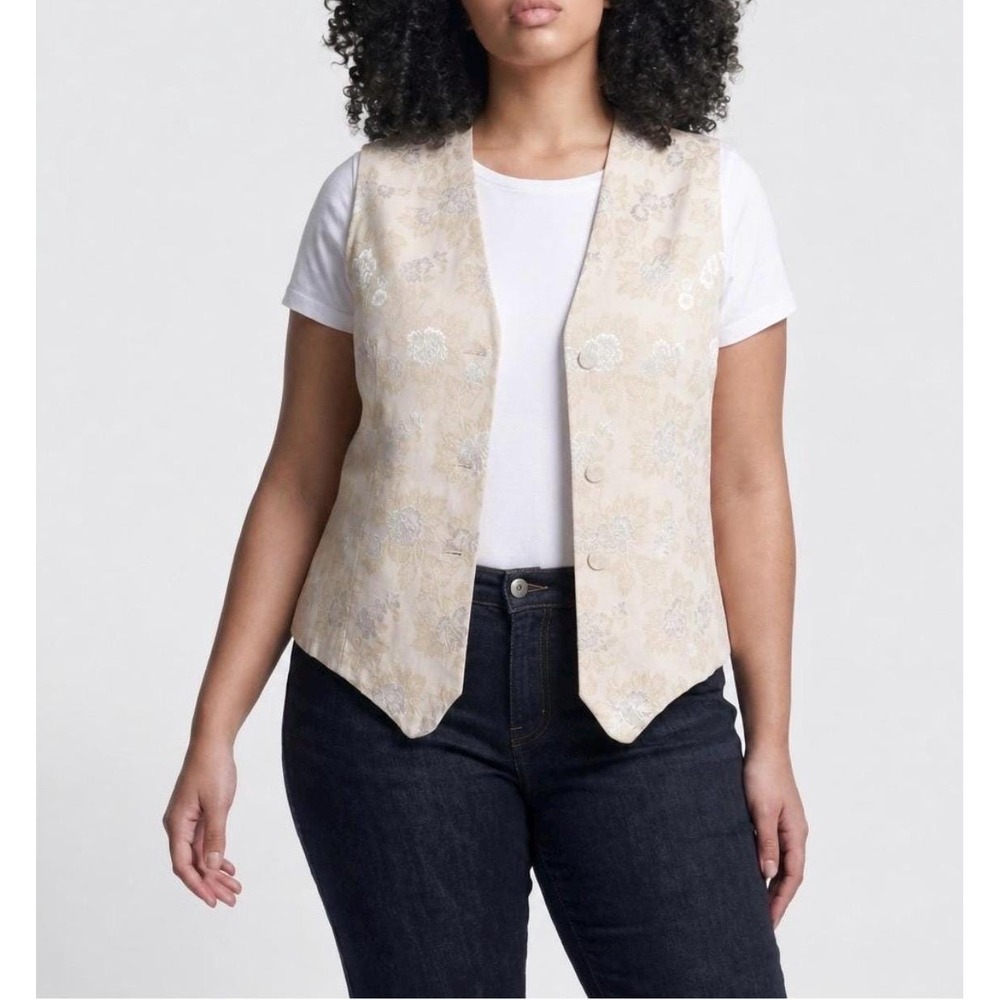 Vintage 90s tapestry menswear cottagecore floral jacquard vest top